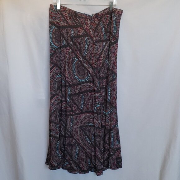 Lucy & Laurel Pleated Skirt Multi-Color Maxi Ankle Skirt Size Large ☆ - Picture 3 of 10